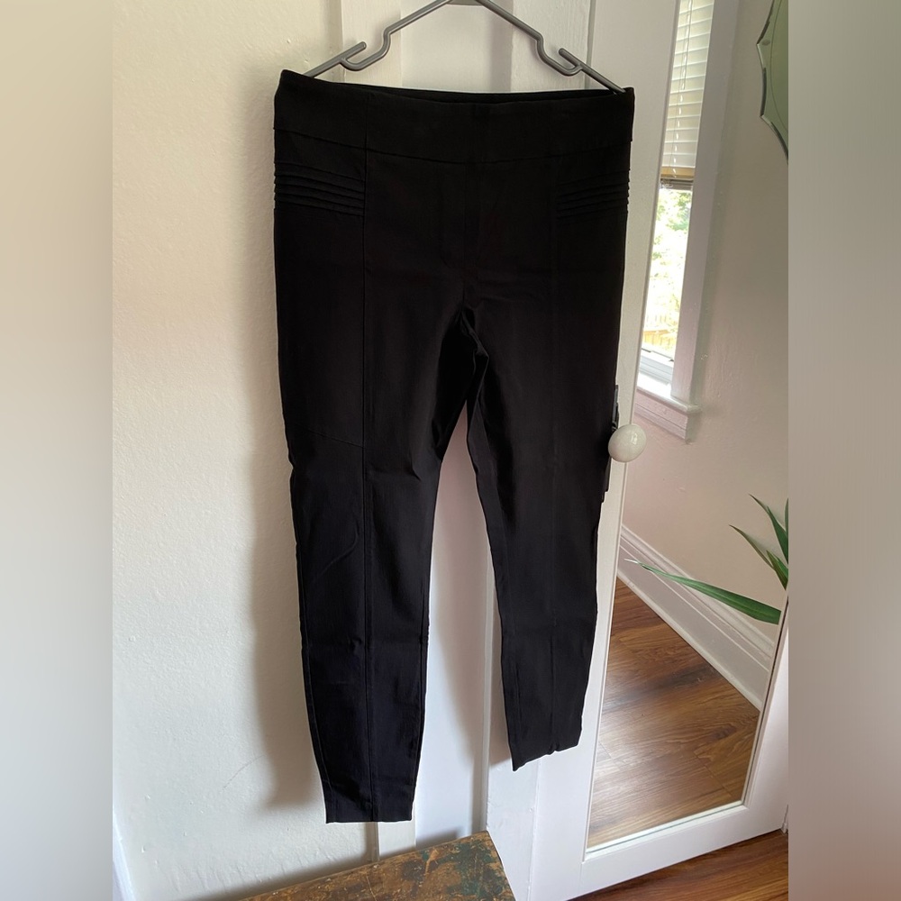 Thick tight nylon stretch black slip on legging pants